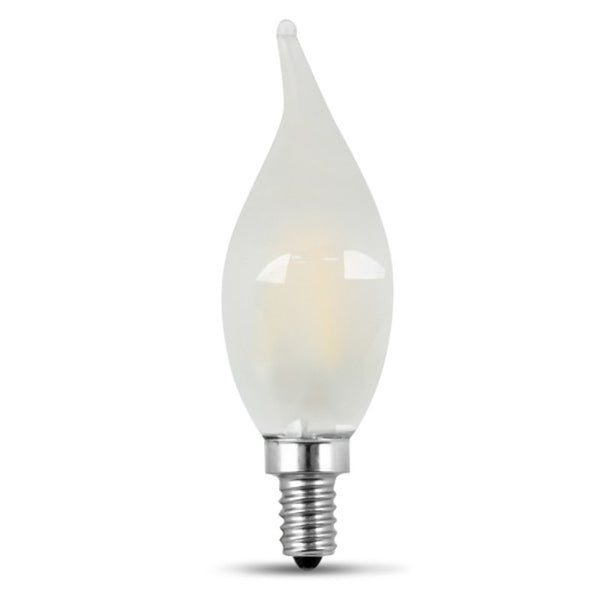 Feit Electric BPCFF60/927CA/FIL/2 LED Bulb, Decorative, Flame Tip Lamp, 60 W Equivalent, E12 Lamp Base, Dimmable
