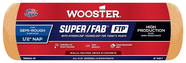Wooster Brush RR924-9 Inch Super Fab FTP Roller Cover, 1/2-Inch Nap