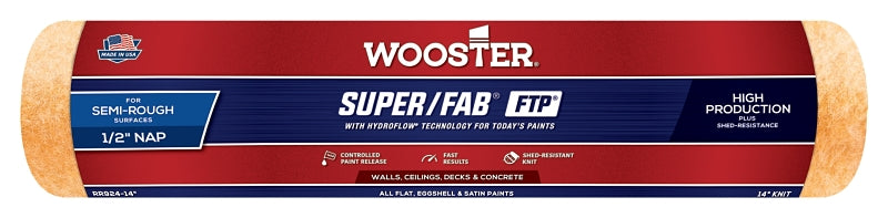 Wooster Brush RR924-14 Inch Super Fab FTP Roller Cover, 1/2-Inch Nap