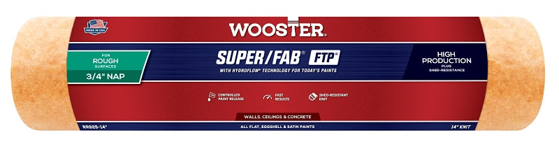 Wooster Brush RR925-14 Inch Super Fab FTP Roller Cover, 3/4-Inch Nap