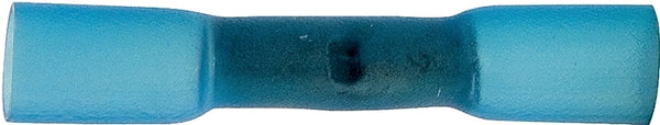 Calterm 65707 Adhesive Lined Heat Shrink Butt Splice Connectors, Waterproof Terminals, 16-14 Gauge Wire (AWG), Wire Terminal, 10 Pk., Blue