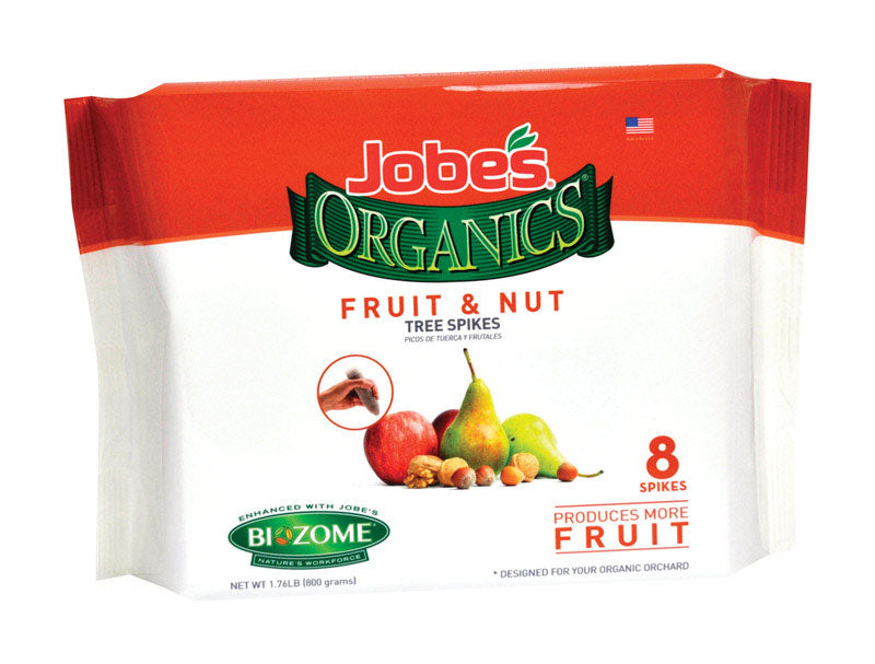 Jobe’s Organics Garden Fertilizer Spikes, Easy Plant Care Fertilizer for Fruit and Nut Plants and Trees, 8 Count