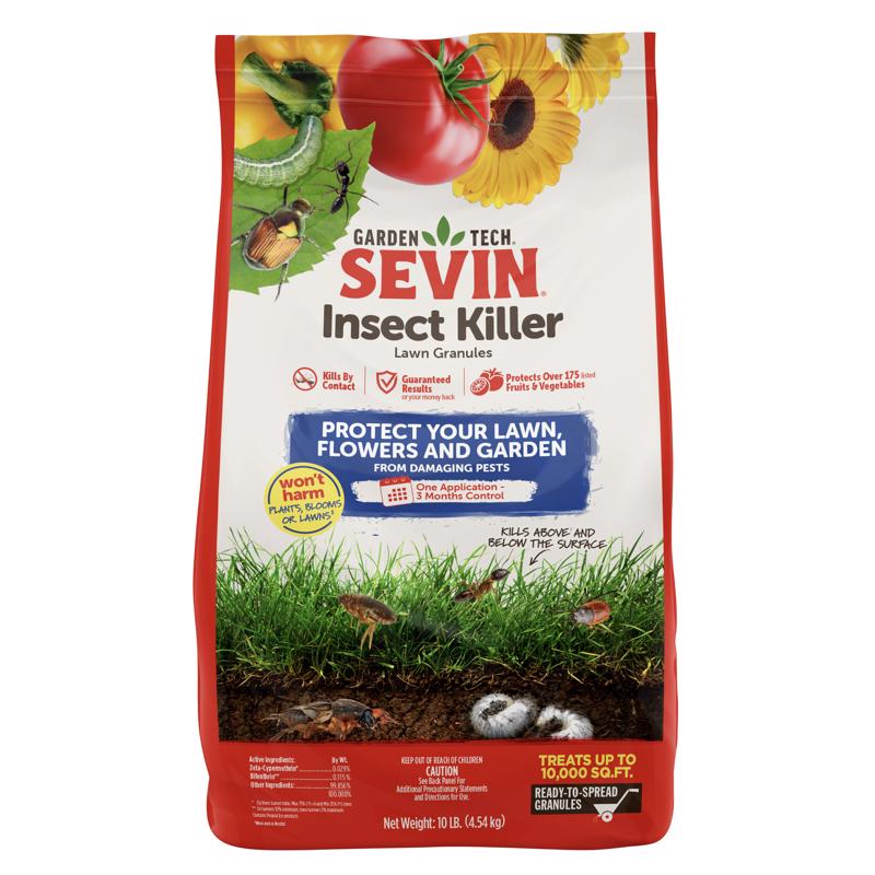 Sevin 100530128 GardenTech Insect Killer Lawn Granules, 10 Pound, White