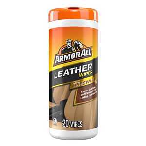 Armor All Interior Cleaner Car Leather Wipes with Beeswax, For Cleaning Cars, Trucks and Motorcycles, 20 Count