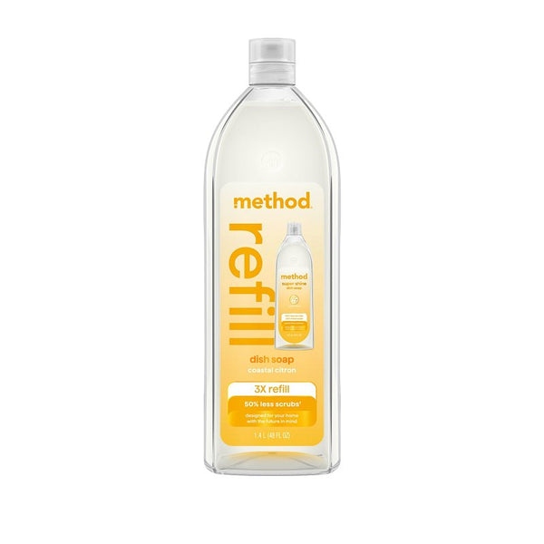 method Super Shine Liquid Dish Soap Refill, Coastal Citron, 48 fl oz 11301