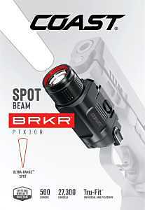 Coast PTX30R 500 Lumen USB-C Rechargeable LED Tactical Weapon Light with Tool-Free Universal/Picatinny Mounting System, and Spot Beam - IP54 Rating