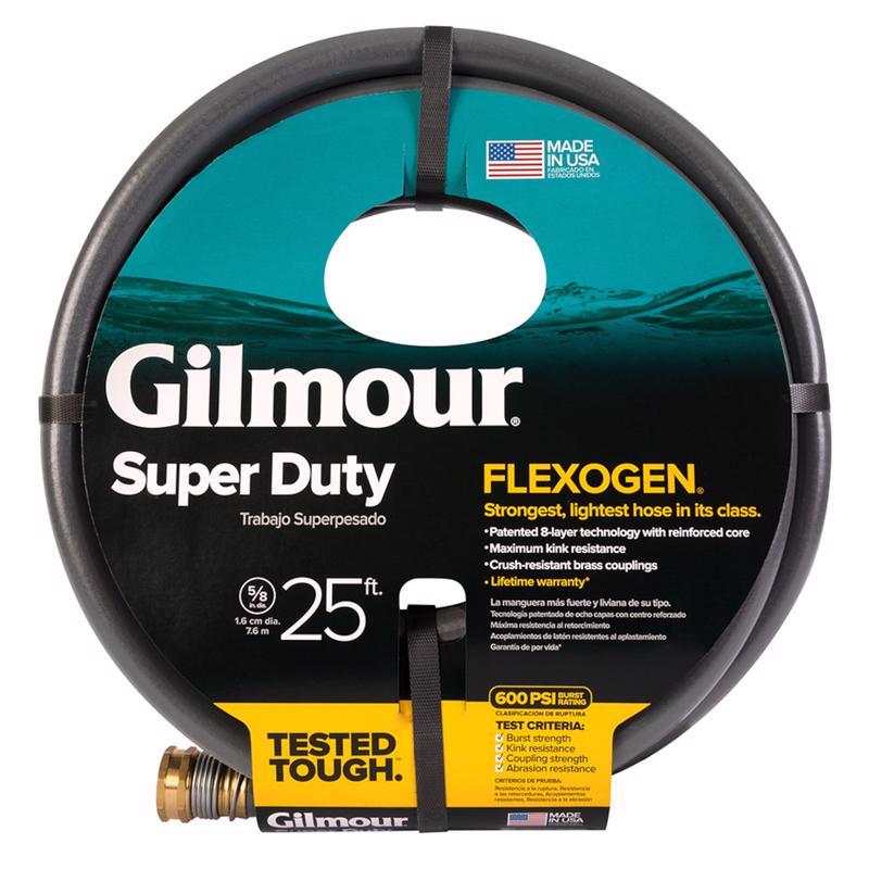 Gilmour Flexogen 5/8 in x 25 ft Garden Hose, Heavy Duty Water Hose, Flexible and Kink Resistant Outdoor Hose