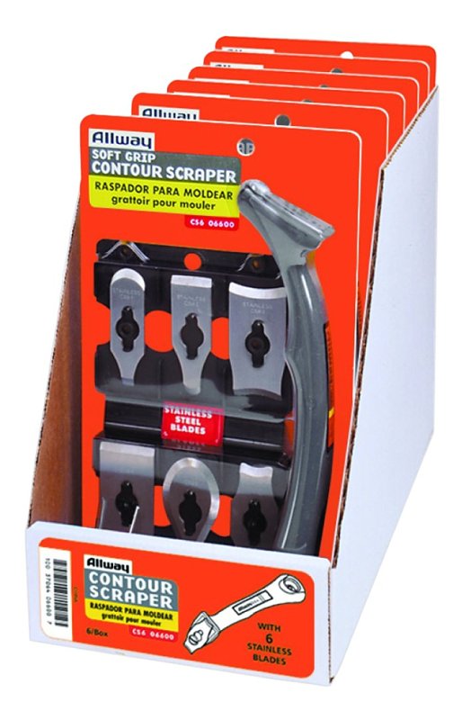 ALLWAY CS6 Soft-Grip Contour Scraper Set with 6 Blades and Blade File