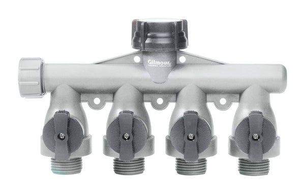 Gilmour Full Flow Poly 4-Way Connector AY4FF Teal/Black 800414-1001