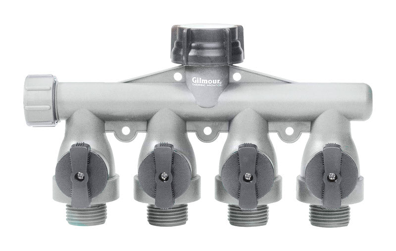 Gilmour Full Flow Poly 4-Way Connector AY4FF Teal/Black