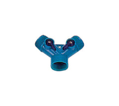 Rugg W6DY-PDQ 3/4 in. Plastic Threaded Female/Male Y-Hose Connector with Shut Offs