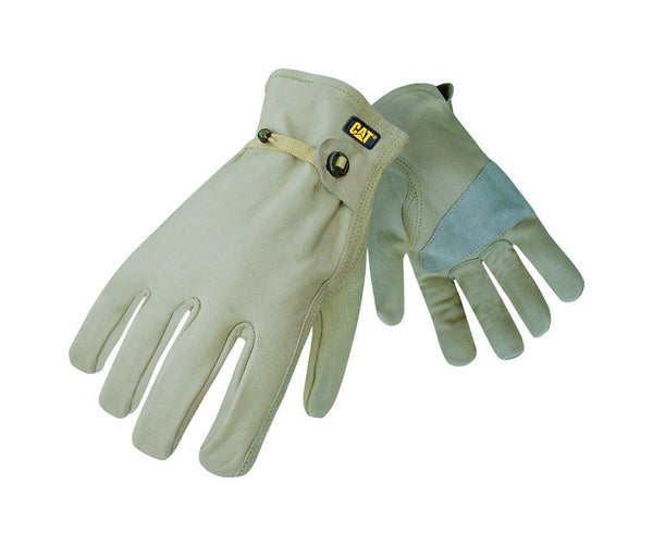 Cat CAT012110 Grain Cowhide Driver Gloves - Jumbo, Double Stitched Gloves in Gunn Cut Design w/ Adjustable Ball, Tape Closure CAT012110J
