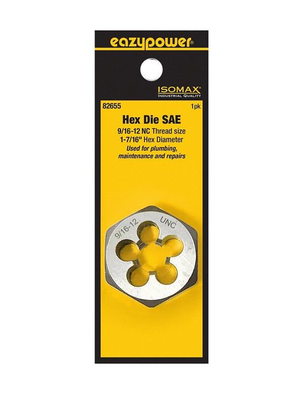 Eazypower 82655 9/16-12 Nc 1-7/16" Hex 1" Die Tungsten (1 Pack)