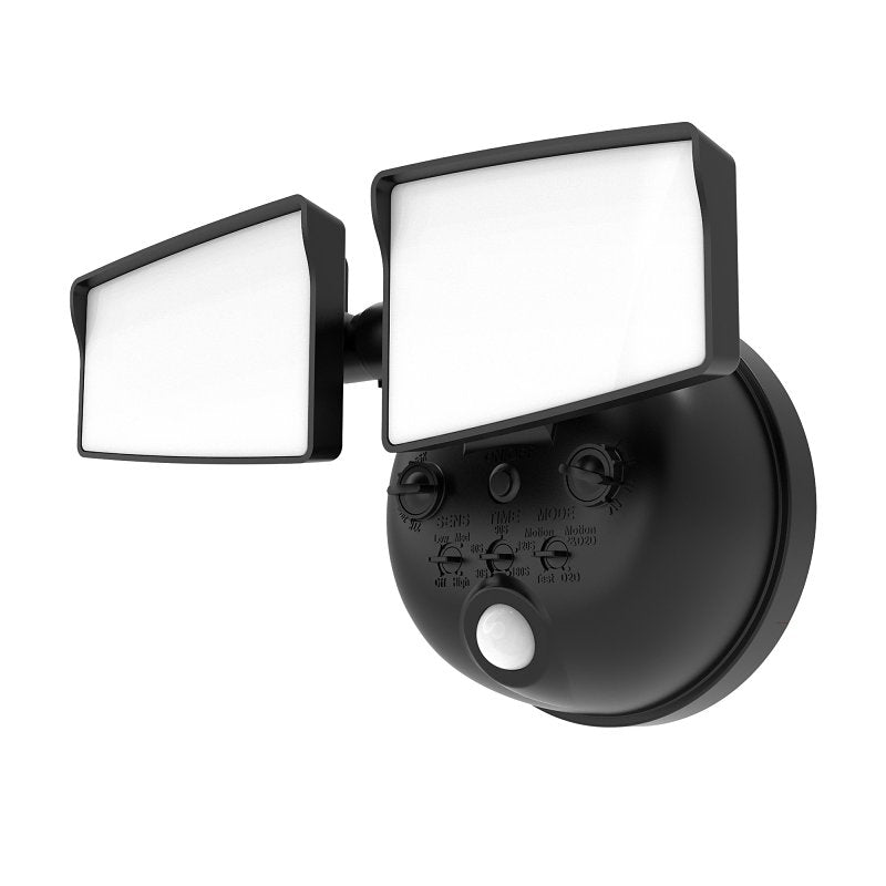 HALO Next Gen Battery-Powered LED Security Floodlight, 2 Head w/Motion Sensing, Dusk to Dawn, Adjustable Brightness - Black