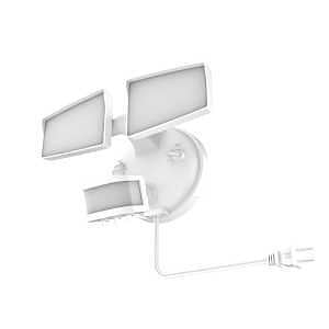 HALO Next Gen AC Plug & Cord LED Security Floodlight, Twin Head w/Motion Sensing, Dusk to Dawn, CCT & Lumen Select - White