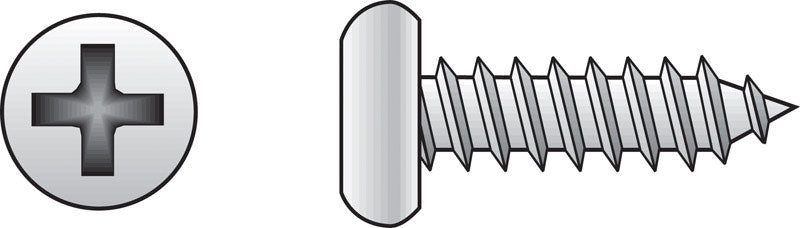 Hillman 8 in. x 1-3/4 in. L Phillips Pan Head Zinc-Plated Steel Sheet Metal Screws 100 1 pk