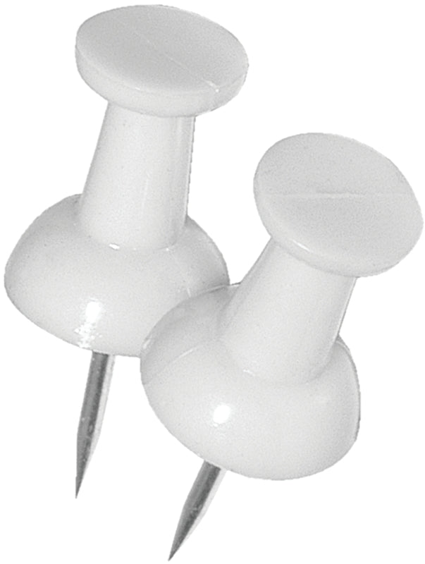 Hillman Fasteners 122641 White Push Pin, 6 pack