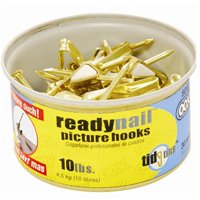 OOK 50606 ReadyNail Picture Hangers, Reusable Art Hooks, Brass, 10lbs (30 Set)