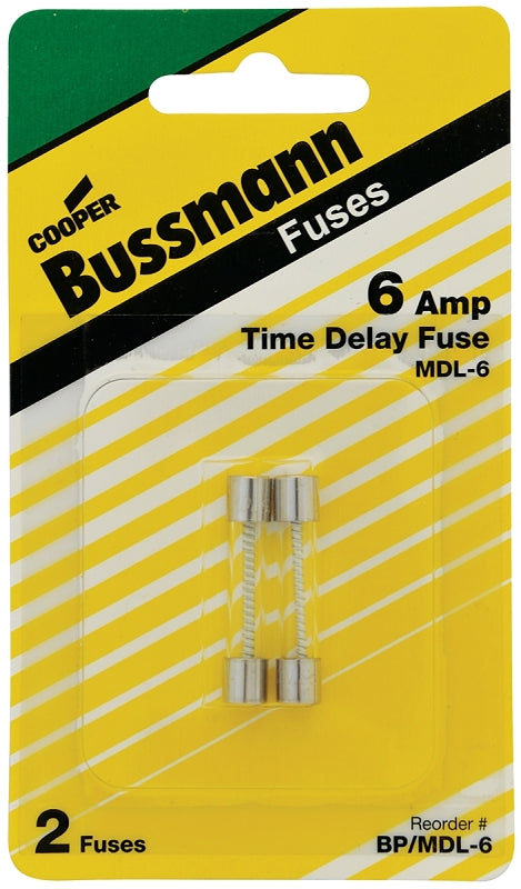 Bussmann BP/MDL-6 MDL Time Delay Glass Fuse (6 Amp (Card)), 5 Pack