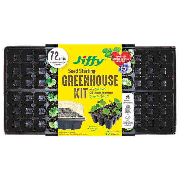 Jiffy Seed Starting Greenhouse with 72 Biodegradable 36mm Peat Pellets and Bonus SUPERthrive Sample + Plant Markers (T72HST14)