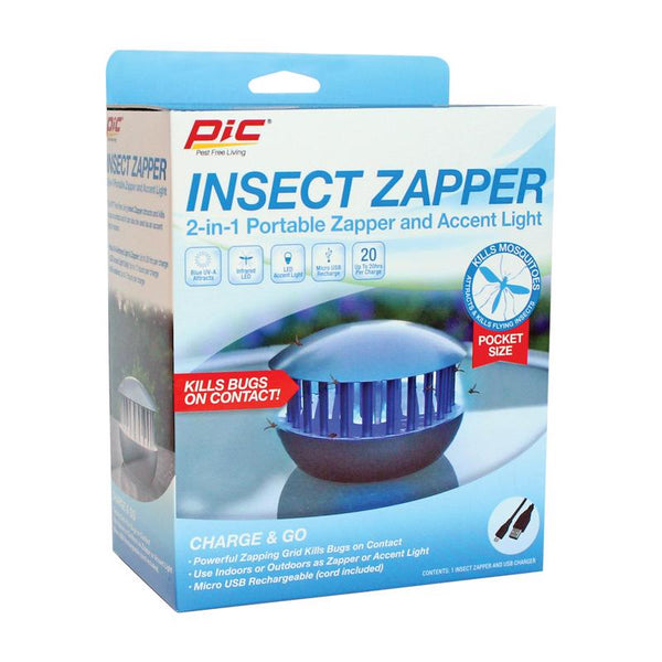 PIC PBZ 2-in-1 Portable Insect Zapper and Accent Light, Gray