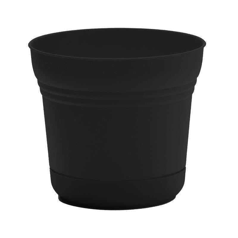 Bloem 10282 Saturn Planter with Saucer, 10", Black (SP1000) (#1-Pack (Black), 10")