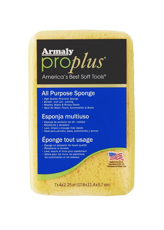 Armaly ProPlus 00027 Large Economy Sponge, 7 in L, 4-1/2 in W, 2-2/5 in Thick, Polyester, Yellow