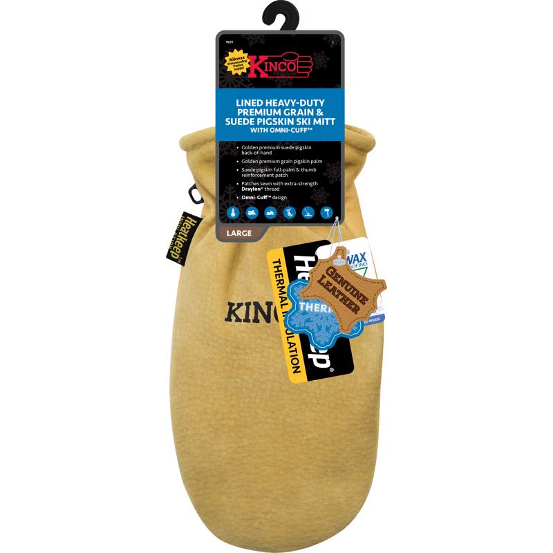 Kinco, KIN-901T-L, Premium Leather Work and Ski Mitt with Nikwax Waterproof Wax, Large