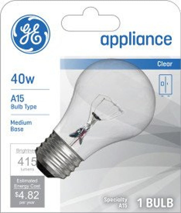 GE 15206-12 40-Watt Appliance Light A15 Light Bulb, 12-Pack