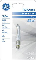 GE Halogen Light Bulb, Specialty T Type Light Bulb, 100 Watt, Clear Finish, Candelabra Base (1 Pack) 19383