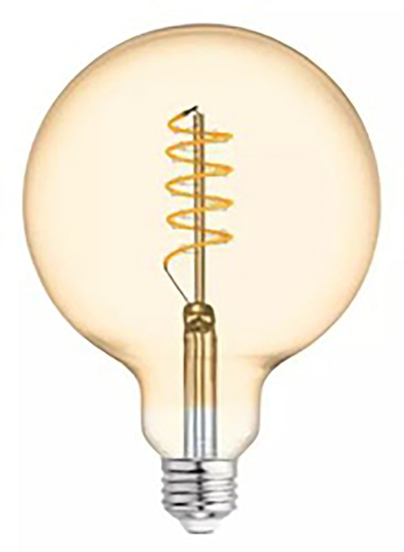 GE Vintage Style LED Globe Light Bulb, 5 Watts (60 Watt Equivalent) Warm Candle Light, Amber Glass, Medium Base, Dimmable (1 Pack) 36538