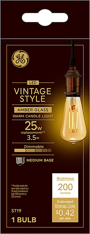GE Vintage Style LED Light Bulb, 40 Watt, Amber Finish, ST19 Edison Style Bulb (1 Pack) 36811/93129848