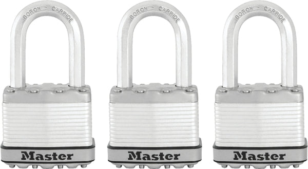 Master Lock Padlock Magnum Laminated 2" 1-1/2" Steel Uses M1 Key Blank Pack,Pack 3 M5XTRILF