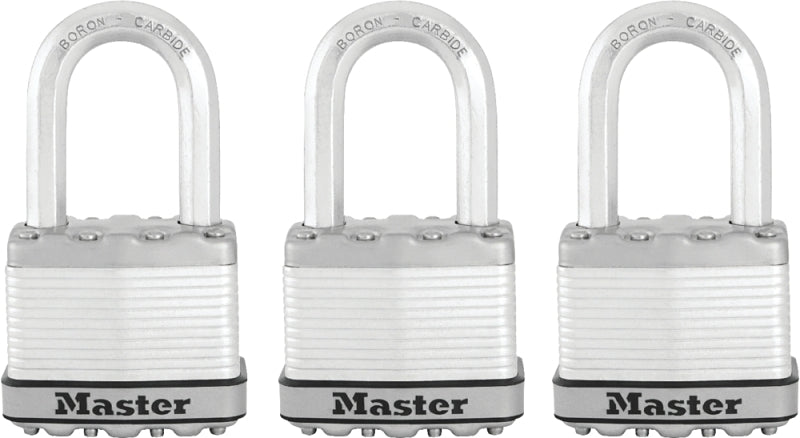 Master Lock Padlock Magnum Laminated 2" 1-1/2" Steel Uses M1 Key Blank Pack,Pack 3