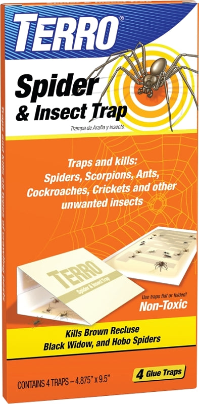 Terro T3206 Spider & Insect Traps Indoor, Insect Traps Indoor Sticky Pads, 4 Count (Pack of 1)