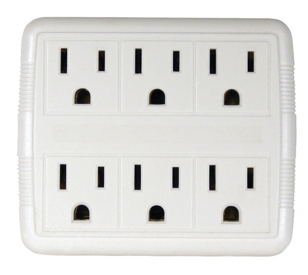 Power Zone Tap Duplex To 6outlet Gnd Wht OR801011