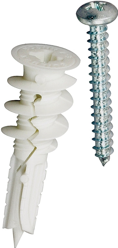 Buildex E-Z Ancor 11364 Wall Anchor, 1-5/8 in L, Fiber Nylon/Plastic, Zinc, 75 lb