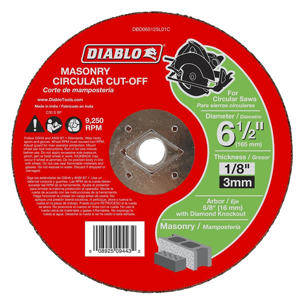 Freud DBD065125L01C Masonry Circular Cut-Off Disc, 6.5 x 1/8 x 5/8-In. - Quantity 5 (5-Pack)