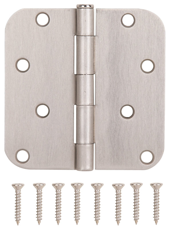 MINTCRAFT 20348SNX ProSource 7862675 Hinge, 4 in L X 4 in W Door, 8 Holes, 2.2 Mm Thick Leaf, Steel, Satin Nickel Finish