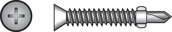The Hillman Group 560673 1/4-Inch x 2-3/4 Flat Head Phillips Self Drilling Screws with Wings, 100-Pack, No Size, zinc
