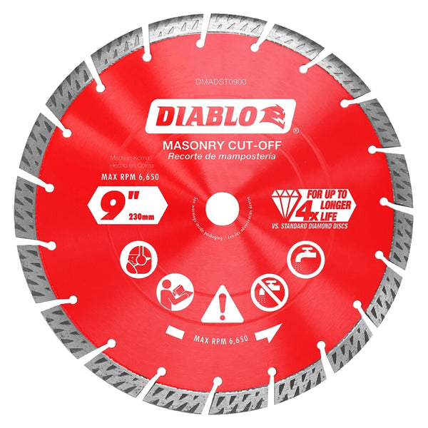 Diablo by Freud DMADST0900 9 in. Diamond Segmented Turbo Cut-Off Discs for Masonry Multi, One Size