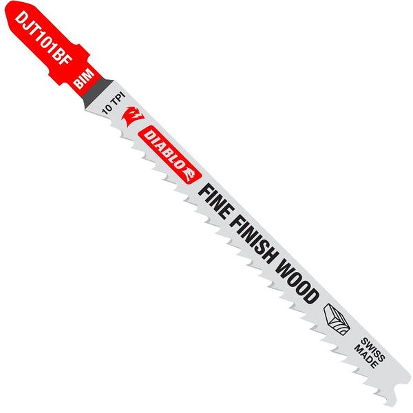 Diablo 4" 10TPI Bi-Metal T-Shank Jig Saw Blades for Fine Finish Cuts in Wood 5Pk DJT101BF5