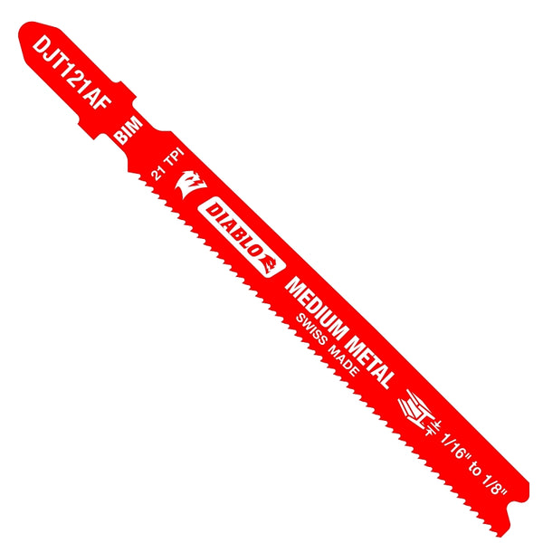 Diablo by Freud DJT121AF5 3-3/8 in. 21 TPI Bi-Metal T-Shank Jig Saw Blades for Medium Metal (5-Pack)
