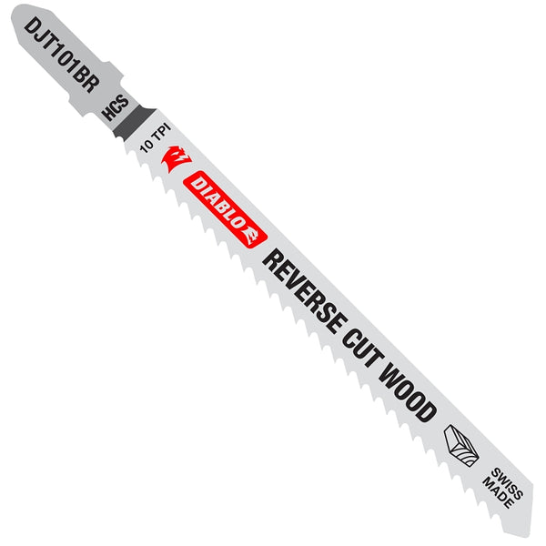 Diablo by Freud DJT101BR5 4 in. 10 TPI High Carbon Steel T-Shank Jig Saw Blades for Reverse Cuts in Wood (5-Pack)