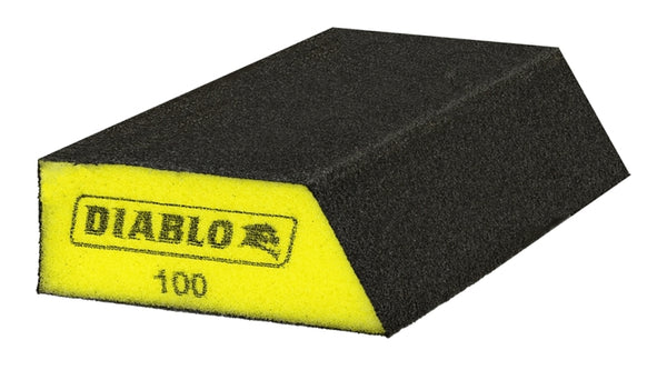 Diablo Corner Contact Sanding Sponge for Wood, Metal, Plastics, Drywall and Fiberglass - 5" x 3" x 1", 100 Grit, Fine, Aluminum Oxide - DFBLANGFIN01G