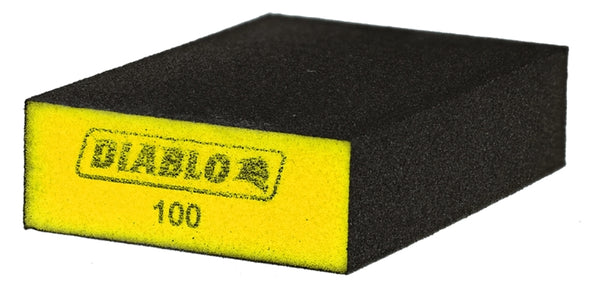 Diablo Large Flat Edge Sanding Sponge for Wood, Metal, Plastics and Fiberglass - 5" x 3" x 1", 100 Grit, Fine, Aluminum Oxide - DFBLBLOFIN01G