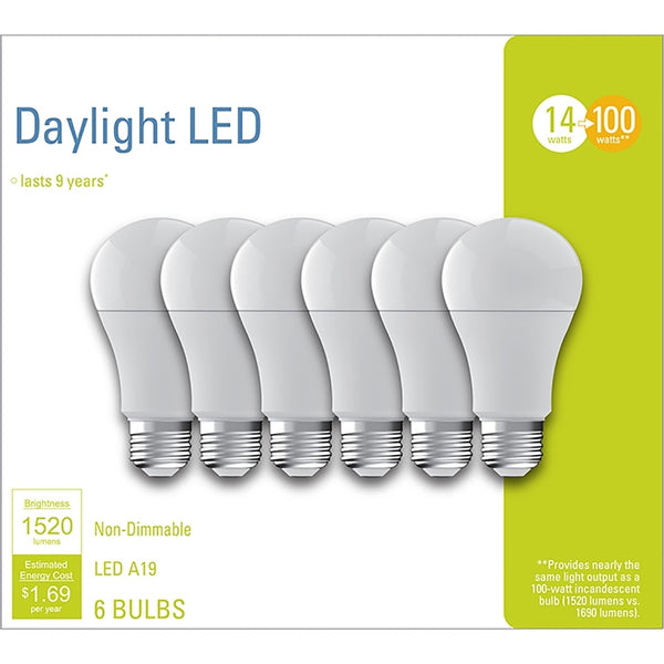 GE Industrial Solutions G E LIGHTING 93098310 LED Light Bulbs, Frosted Daylight, 13-Watt, 1100 Lumens, 6-Pk. - Quantity 1