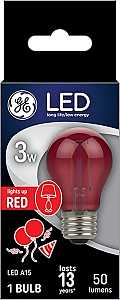 GE Lighting 93116635 LED Party Light Bulb, A15, Red, Soft White, 100 Lumens, 3-Watt - Quantity 1
