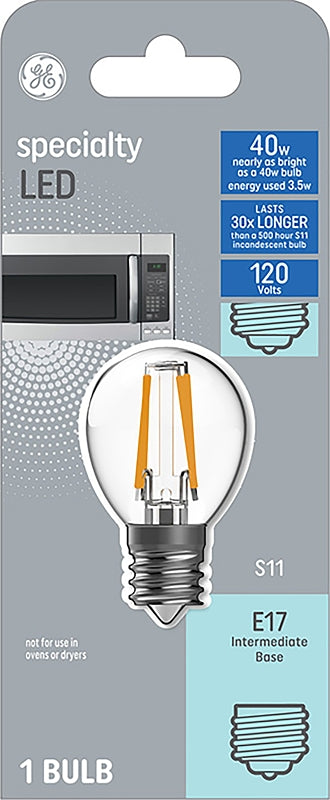GE Lighting 93128996 LED Light Bulb, S11, Warm White, Clear, 360 Lumens, 4-Watts - Quantity 1