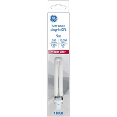 GE 93130282 Fluorescent Bulb, 9 W, Biax Lamp, G23, Plug-In Lamp Base, 530 Lumens, 2700 K Color Temp, Soft White